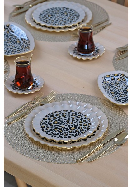 Leopar Wavy 27 Parça 6 Kişilik Pasta Servis Takımı