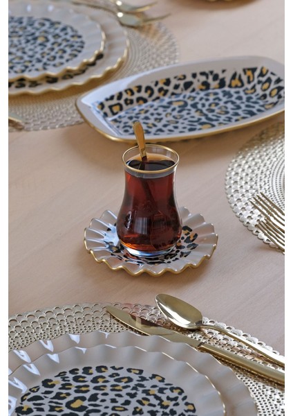 Leopar Wavy 27 Parça 6 Kişilik Pasta Servis Takımı