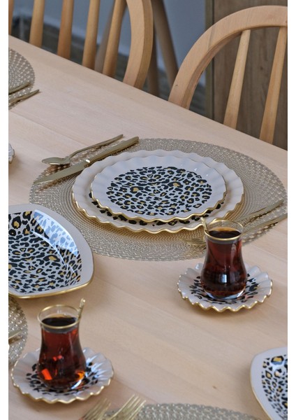 Leopar Wavy 27 Parça 6 Kişilik Pasta Servis Takımı