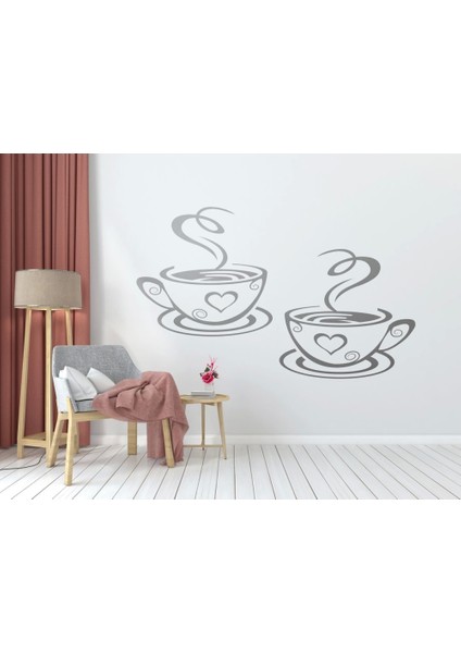 Kahve Duvar Sticker - Kahve Duvar Sticker Dekoratif Odası Duvar Sticker Duvar Süsü 65 x 40