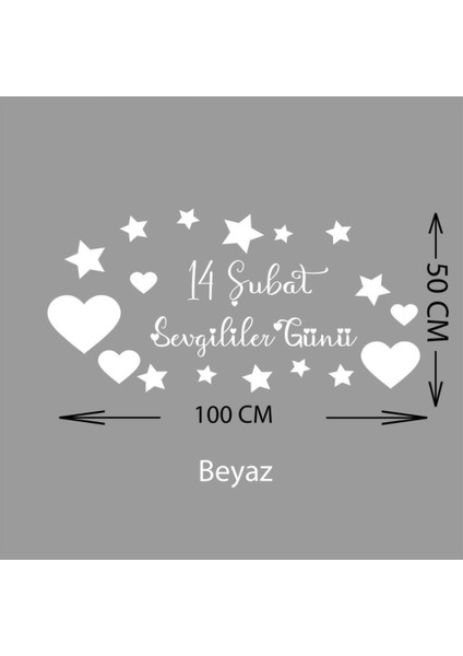 14 Şubat Sevgililer Günü Mağaza Vitrin Cam Kapı Duvar Sticker Süsleme /beyaz