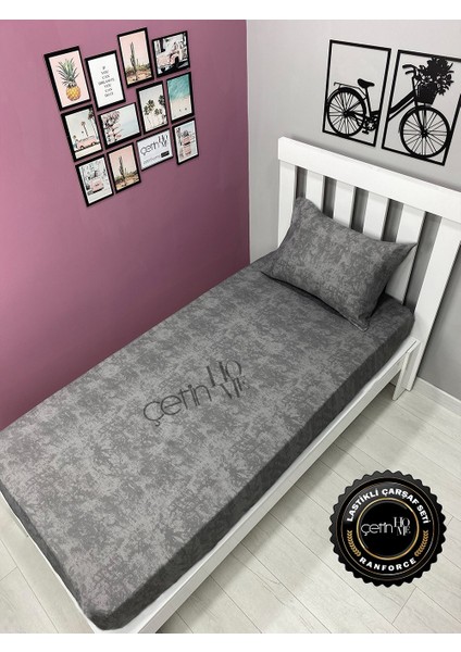 Kumaş Lastikli Çarşaf Seti Tek Kişilik 3 Ebat Gölge Antrasit 90 x 190