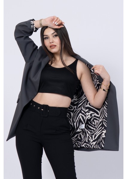 Leopar Desen Astarlı Oversize Trend Ceket 8609 fiyatları