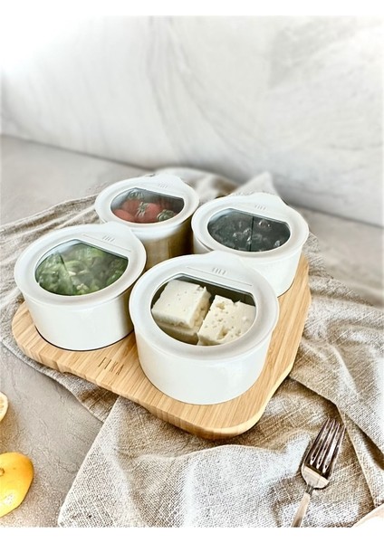 Fika One 4'lü Yuvarlak Kahvaltı Seti Buz Beyazı