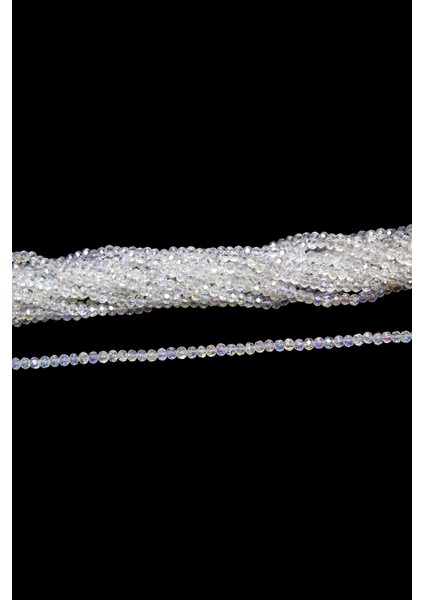 4 mm Şeffaf Az Janjan Basık Kristal Cam Boncuk 1 Dizi - (110 Adet)