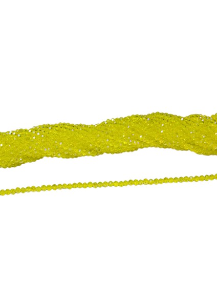 4 mm Limon Basık Kristal Cam Boncuk 1 Dizi - (110 Adet)