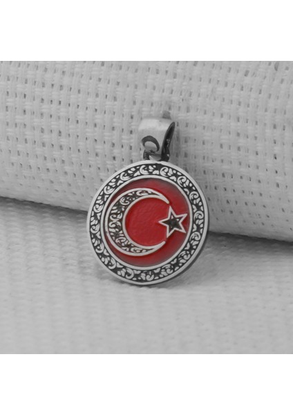 Gravür Işlemeli 925 Ayar Gümüş Küçük Boy Ay Yıldız Kolye Ucu