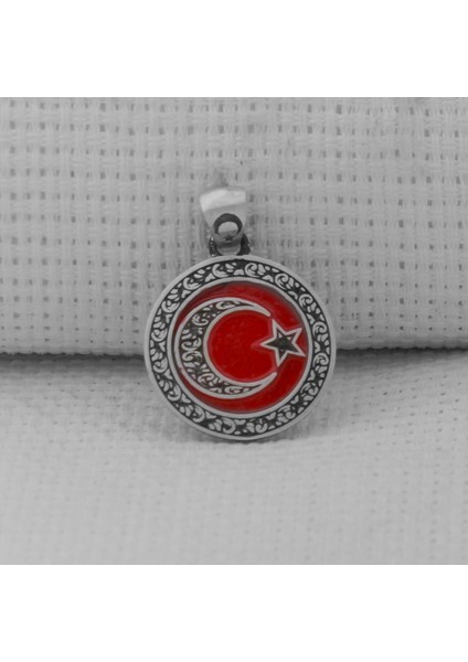 Gravür Işlemeli 925 Ayar Gümüş Küçük Boy Ay Yıldız Kolye Ucu
