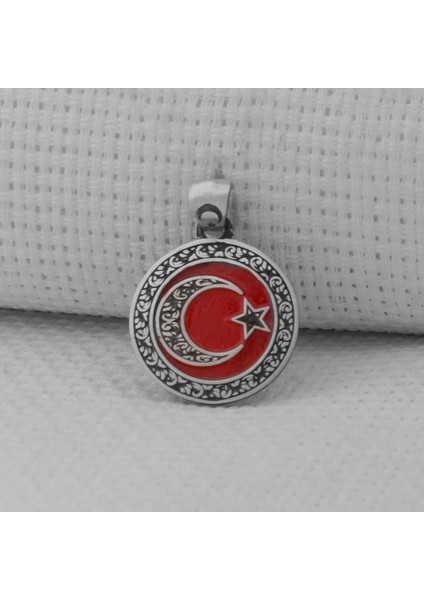 Gravür Işlemeli 925 Ayar Gümüş Küçük Boy Ay Yıldız Kolye Ucu