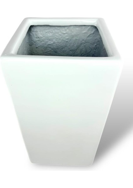 Fiber Saksı Beyaz Dik Dörtgen Vazo Dekoratif Saksı Fiberglas 25 x 25 x 50 cm fırsatları