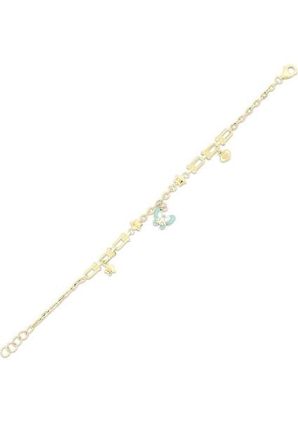 Kelebek Figürlü Altın Çocuk Bileklik - 14K - 2.49GR