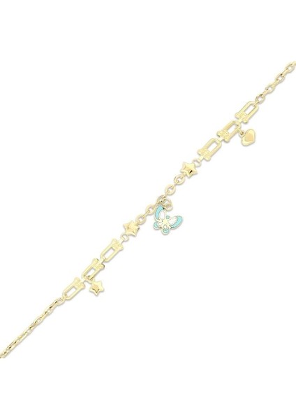 Kelebek Figürlü Altın Çocuk Bileklik - 14K - 2.49GR