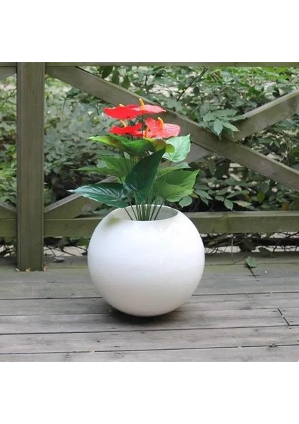Fiber Saksı Beyaz Küre Yuvarlak Top Vazo Dekoratif Saksı Fiberglas 25 x 25 cm fiyatları