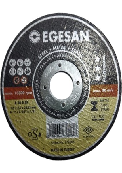 Metal Kesici Disk 115X2.5X22.23 mm