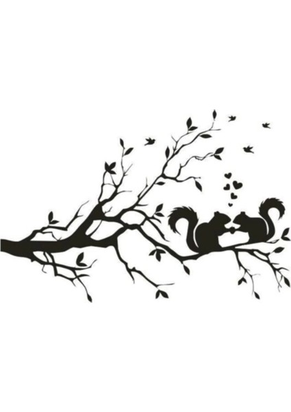 Ev Dekoratif Sticker Rustik Tarzı Güzel Sincap Desen Duvar Sticker