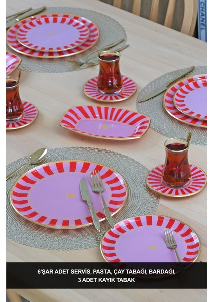 Pink Line 27 Parça 6 Kişilik Pasta Servis Takımı