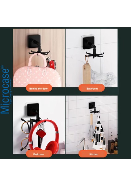 Kendinden Yapışkanlı 360 Derece Dönen 6 Kancalı Askı, Mutfak/banyo/gardırop Raf Aparatı 1 Adet - AL5022 indirimleri
