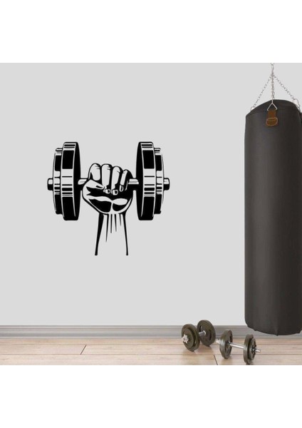 Dumbell Tutan El, Fitness Dekoratif Duvar Sticker, Çıkartma, Etiket