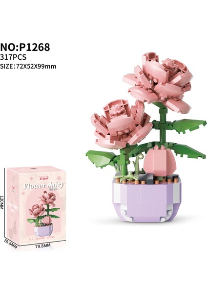 Bitki Saksıları Kalıcı Çiçek Buketi Yapı Taşları Puzzle Süs Oyuncakları (Yurt Dışından)