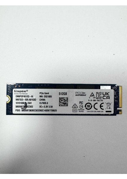 512GB Nvme SSD Pcıe Gen 4 Express OM8PGP4512Q-AI (Kutusuz)