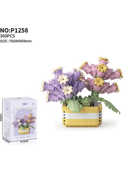 Bitki Saksıları Kalıcı Çiçek Buketi Yapı Taşları Puzzle Süs Oyuncakları (Yurt Dışından)