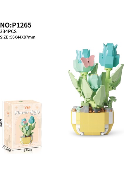 Bitki Saksıları Kalıcı Çiçek Buketi Yapı Taşları Puzzle Süs Oyuncakları (Yurt Dışından)
