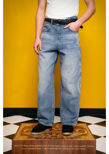 Lazer Desenli Mavi Jean fiyatları