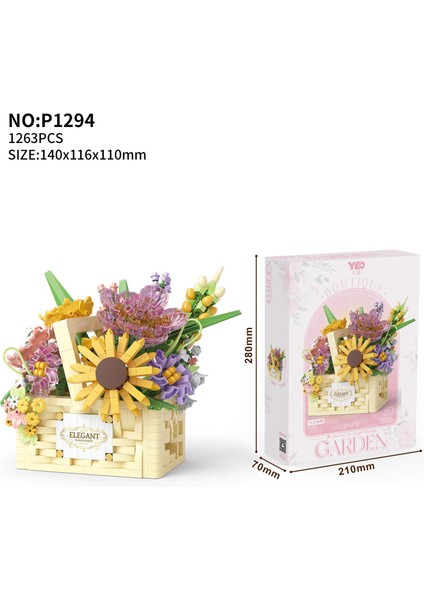 Yeni Monte Edilmiş Yapı Taşı Çiçek Puzzle Süs Oyuncak Hediye (Yurt Dışından)