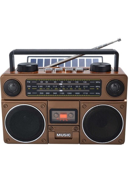 FP-2382S Solar Güneş Enerji Panelli Nostaljik Radyo Bluetooth Hoparlör