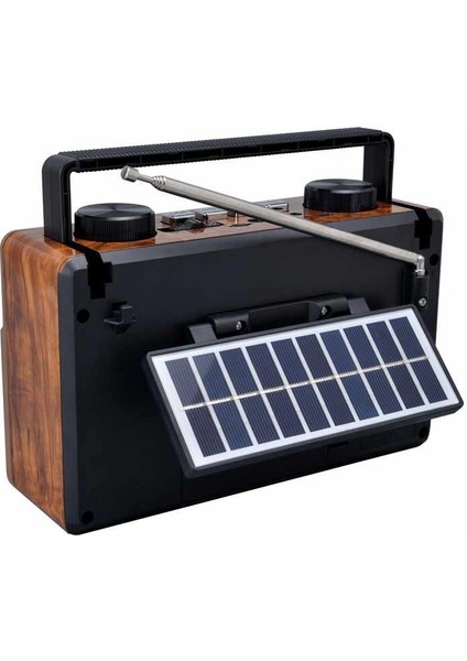 FP-2382S Solar Güneş Enerji Panelli Nostaljik Radyo Bluetooth Hoparlör