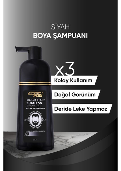 Soffto Plus Softto Plus Black Hair Saç Siyahlatıcı Şampuan Pompalı 350 Ml