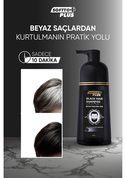 Soffto Plus Softto Plus Black Hair Saç Siyahlatıcı Şampuan Pompalı 350 Ml