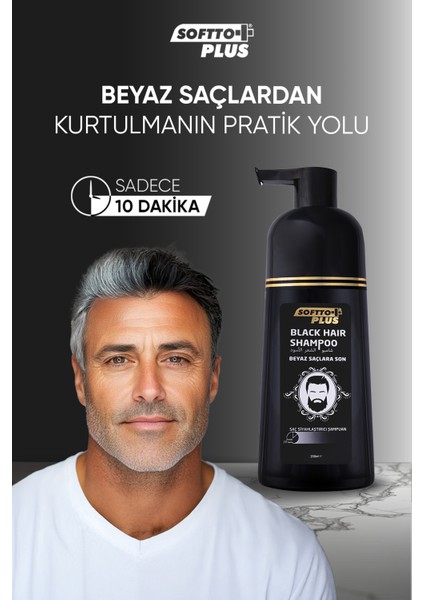 Soffto Plus Softto Plus Black Hair Saç Siyahlatıcı Şampuan Pompalı 350 Ml