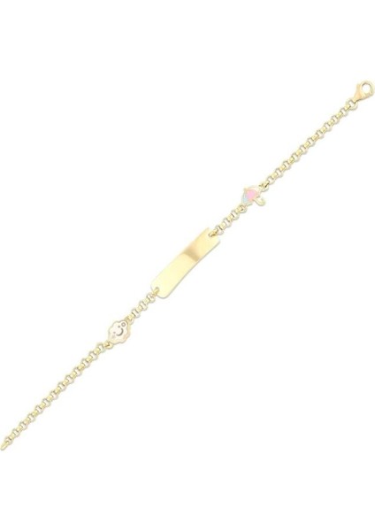 Bulut Figürlü Altın Çocuk Künye - 14K - 2.62GR