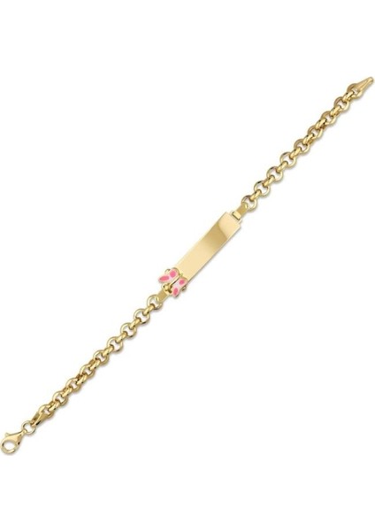 Kelebek Figürlü Altın Çocuk Künye - 14K