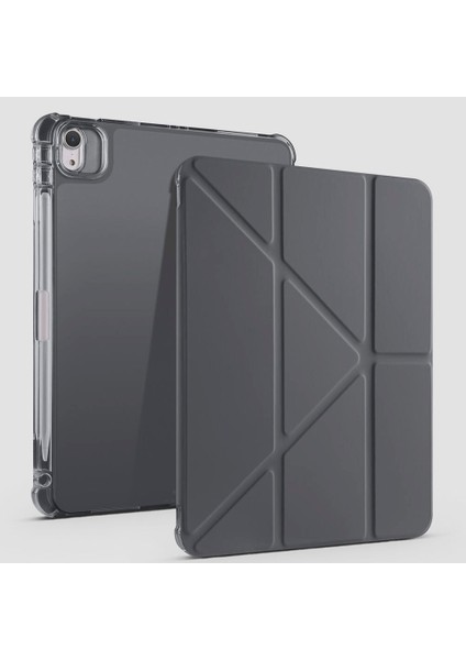 Apple iPad 10. Nesil 10.9 (2022) Yatay ve Dikey Standlı Antişok Köşe Korumalı Kalemlikli Origami Slikon Kılıf A2696 A2757 A2777 A3162