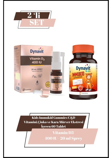 Kids Immukid Gummies & Vitamin D3 400 Iu