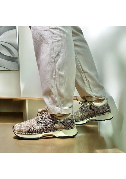 Ludis Yılan Baskılı Hakiki Deri Kadın Sneaker Spor Ayakkabı fiyatları