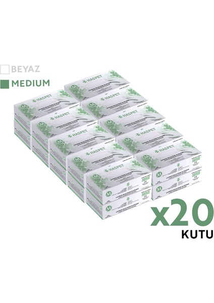 Lateks Muayene Eldiveni 100'LÜ M Orta Boy Pudralı Beyaz 20 Kutu modelleri
