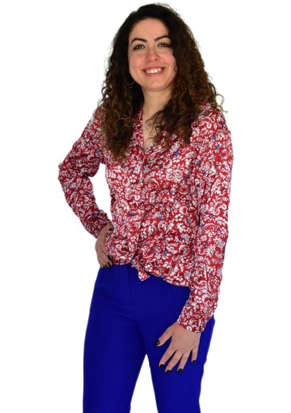 Kadın Saten Baskıkılı Desen Uzun Kol Gömlek BGL-ST04214 fiyatları