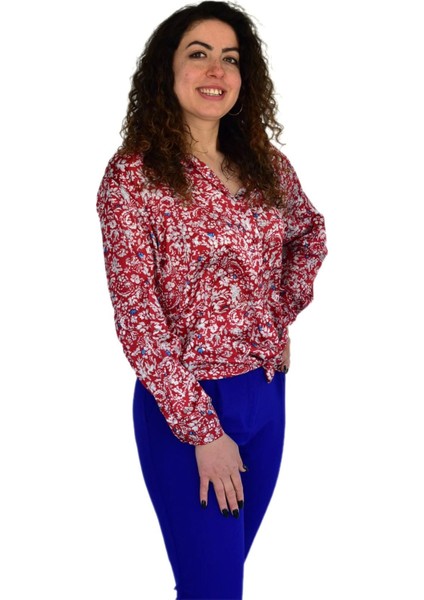 Kadın Saten Baskıkılı Desen Uzun Kol Gömlek BGL-ST04214 modelleri