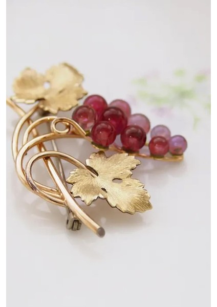 Shiraz Doğaltaşlı Altın Kaplama Üzüm Salkımı Broş Yaka Iğnesi fırsatları