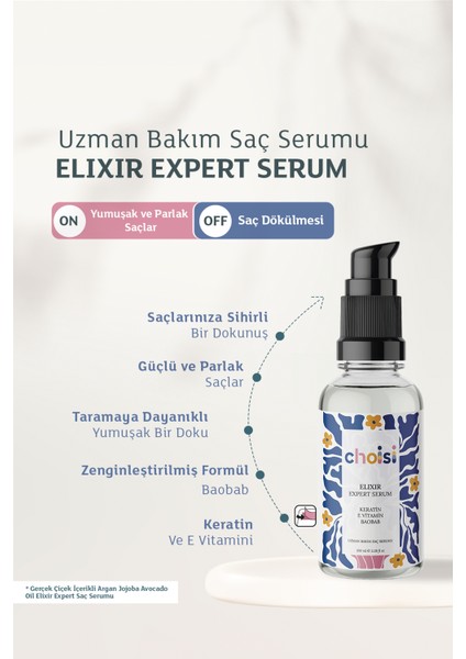 Gerçek Çiçek Içerikli Uzman Bakım Saç Serumu Argan Jojoba Avocado Oil Elixir Expert Serum 100ML