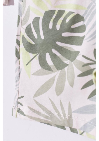 Pamuklu Tropical Yaprak Desenli Yeşil Erkek Bebek Takımı (6-18 Ay) fiyatları