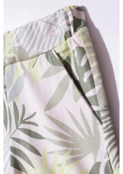 Pamuklu Tropical Yaprak Desenli Yeşil Erkek Bebek Takımı (6-18 Ay) modelleri