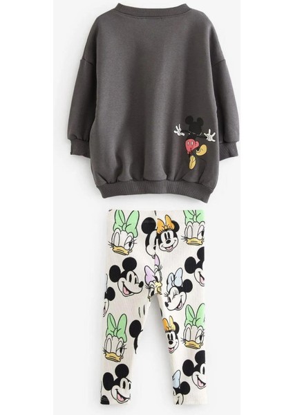 Minnie & Friends Baskılı Kız Çocuk Oversize Sweatshirt ve Tayt Takımı - Antrasit fiyatları