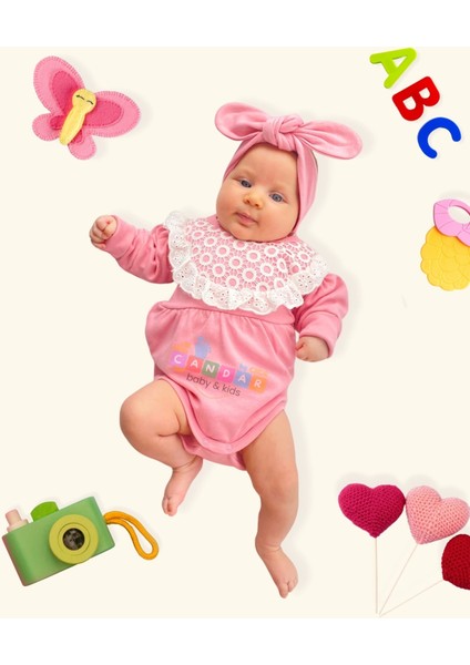3-12 Ay Kız Bebek Tulum Karpuz Kollu Pembe