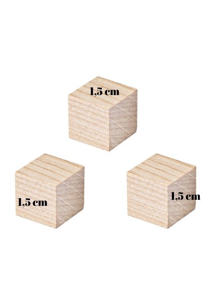 Ahşap Küp Bloklar 1,5 Cm3 / 48 Li Paket Naturel Doğal Renk modelleri