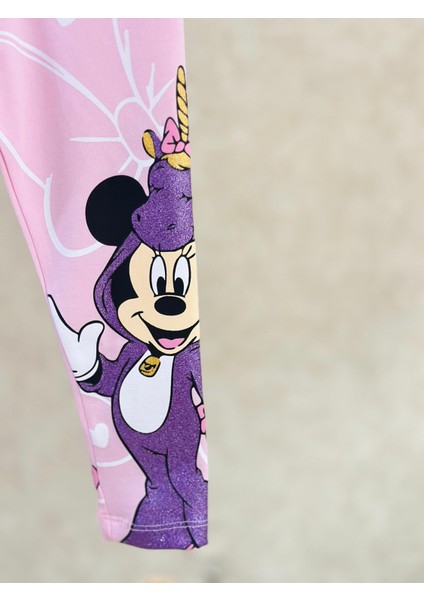 Kız Çocuk Minnie Mouse Unicorn Baskılı 2'li Takım - Kısa Kollu Tişört ve Desenli Tayt fiyatları