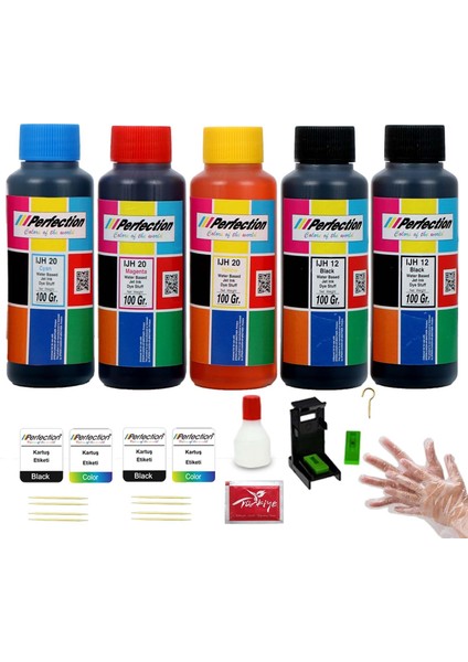 Canon Uyumlu MG2551S MG2556S PG-545 CL-546 Kartuş Uyumlu Dolum Seti 5X100 Gr. Aparatlı+Solüsyonlu